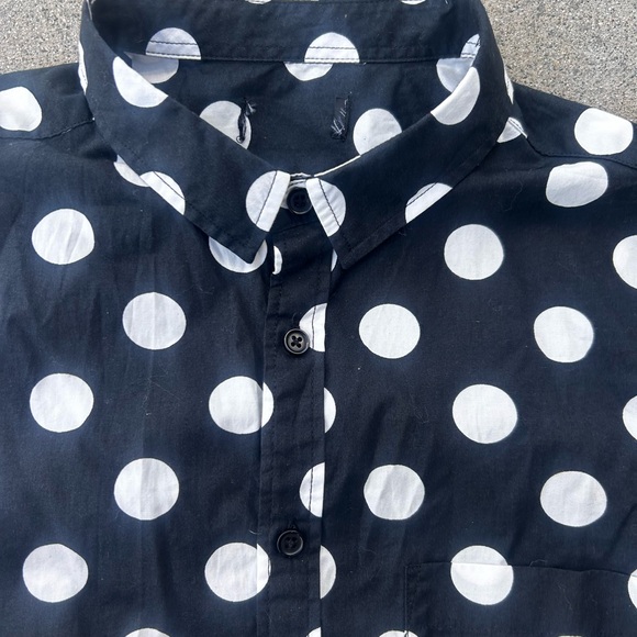 Pre-Loved Vintage Inspired Polka Dot Black & White Button Down Blouse - Picture 3 of 7